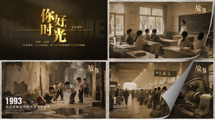 【无插件】历史老照片回忆照片翻页相册