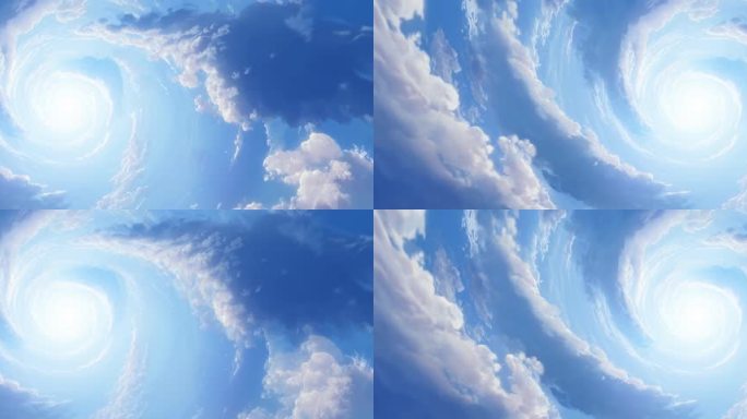 蓝色天空云层螺旋隧道