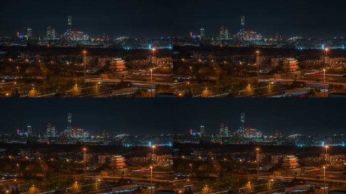 北京居民区与市中心建筑的夜景风光