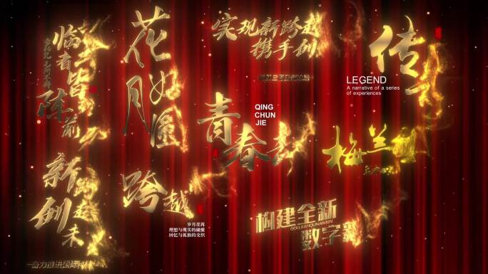 形式感金色文字粒子消散字幕（带通道）