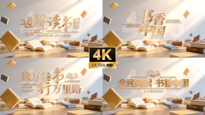 4K世界读书日片头标题