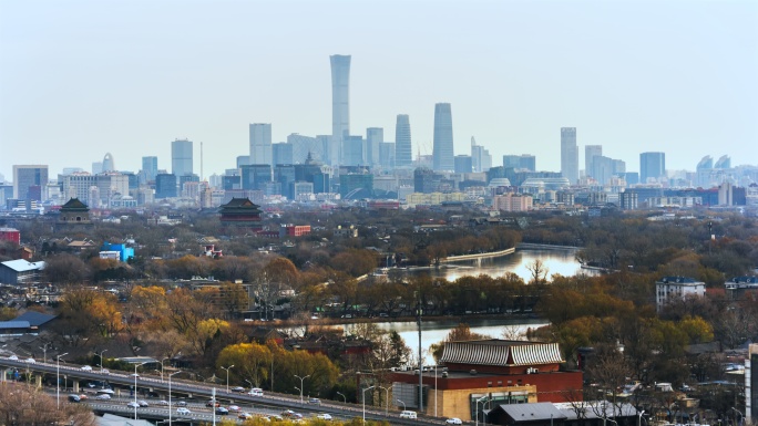 北京钟鼓鼓楼城市建筑群雾霾空气污染