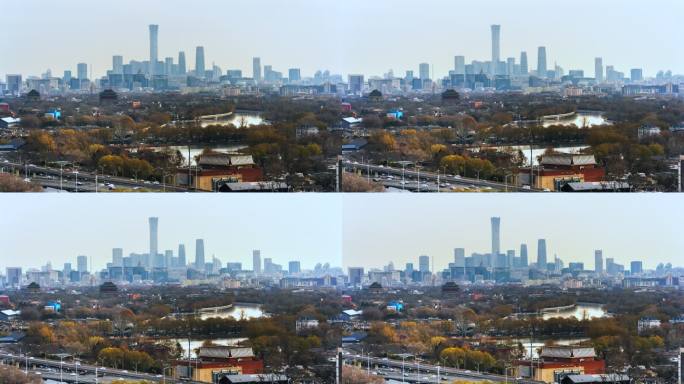 北京钟鼓鼓楼城市建筑群雾霾空气污染
