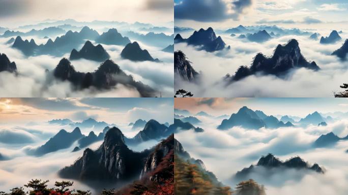 宽屏云雾缭绕的山峰