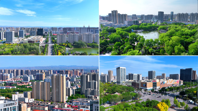 山西晋中航拍 晋中图书馆 晋中夕阳