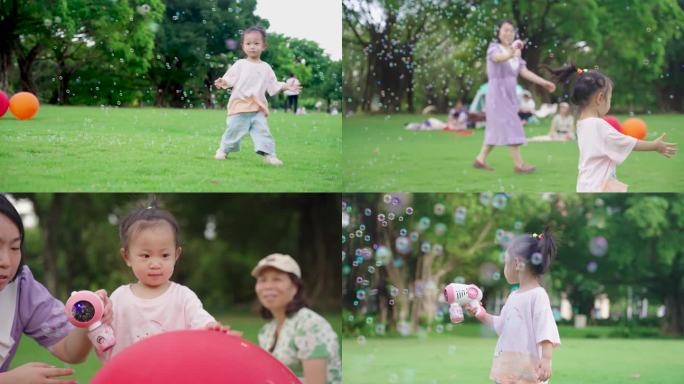 天真无邪小孩草坪玩耍健康成长美好生活