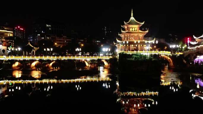 贵阳地标甲秀楼建筑景点旅游