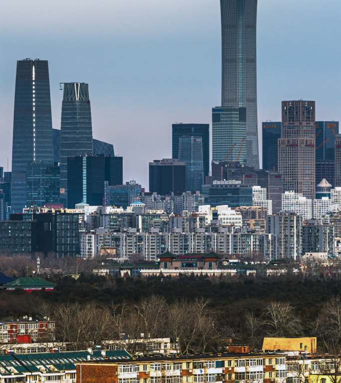 北京 CBD 全景摩天楼群里居民区房地产