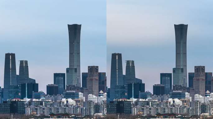 北京 CBD 全景摩天楼群里居民区房地产