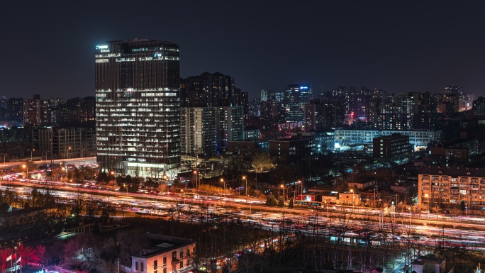 北京抖音总部大楼夜景