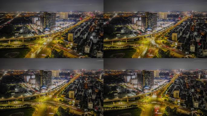 城市夜景车流光轨延时摄影