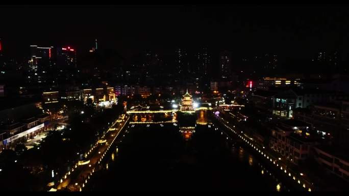 贵阳夜景高架桥夜景甲秀楼盛世繁华