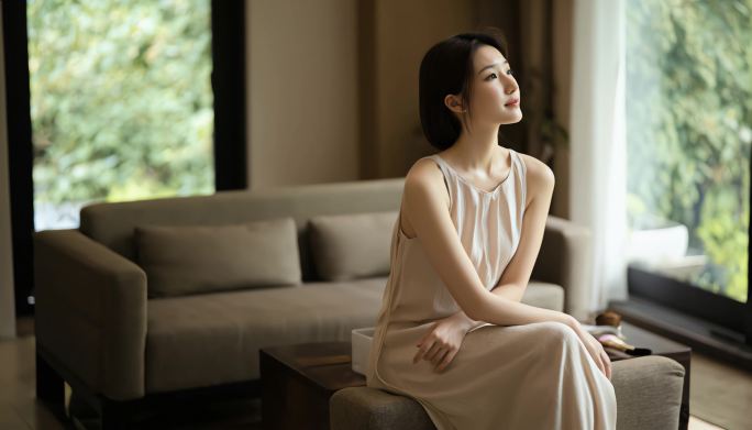 优雅女性居家休闲时光