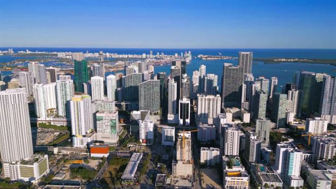 迈阿密市中心的鸟瞰图，佛罗里达州，美国