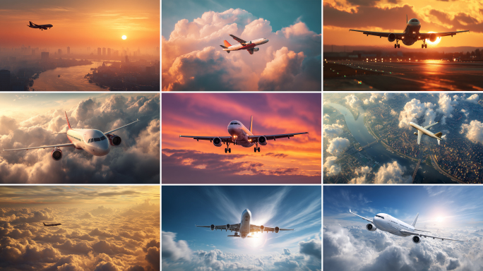 飞机穿越云层壮丽航拍