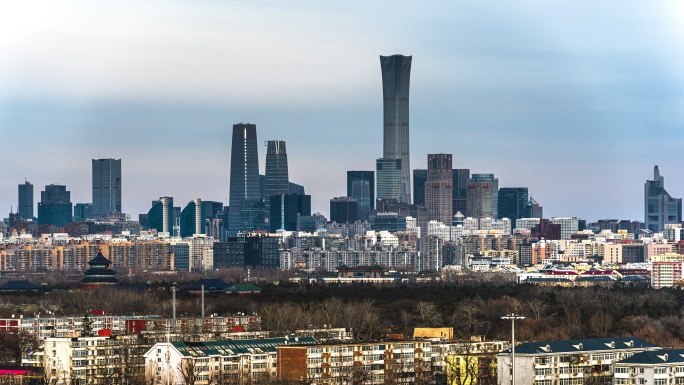 北京 CBD 全景摩天楼群里居民区房地产