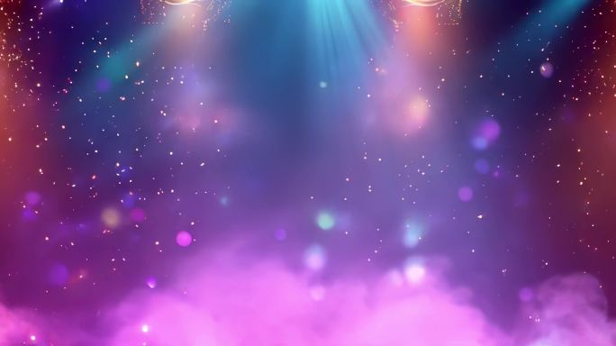 梦幻舞台灯光粒子背景紫色光晕粒子闪烁