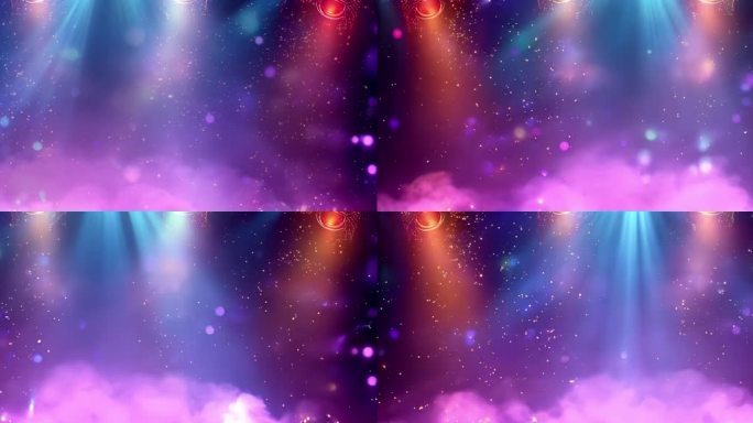 梦幻舞台灯光粒子背景紫色光晕粒子闪烁