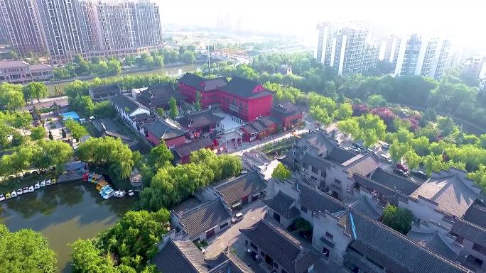 航拍南通如皋城市地标建筑