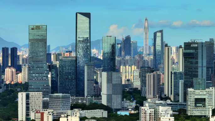 4K航拍深圳城市建筑群摩天大楼高楼林立2