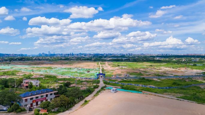 长沙奥体中心建设工地航拍延时