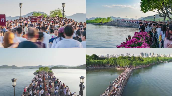 夏季西湖断桥人流延时