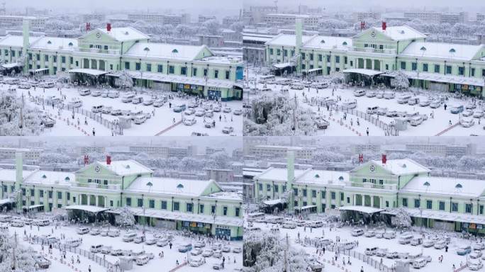 90年代雪后北方火车站全景