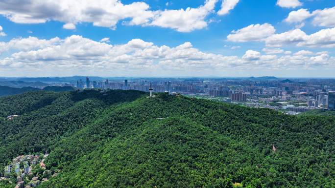 长沙岳麓山蓝天白云航拍延时