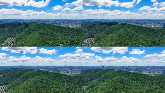 长沙岳麓山蓝天白云航拍延时