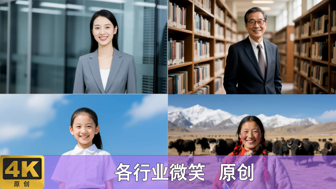 各行各业微笑人物笑脸群像职业幸福民族宣传