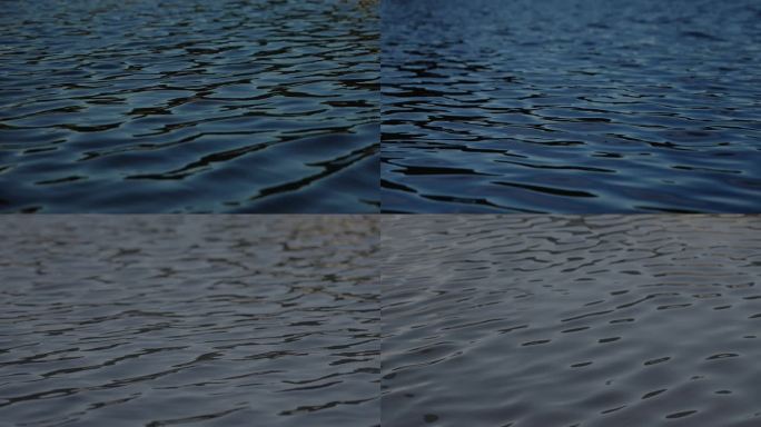 平静的水面波光粼粼，蓝色水面