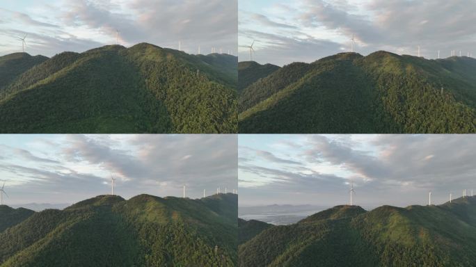 航拍原视频-山峦风车新能源发电