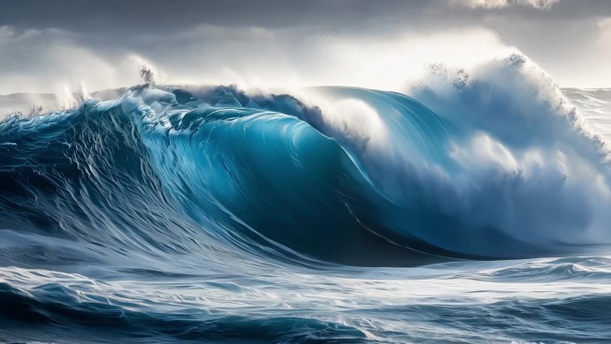 滔天巨浪海浪翻滚海浪升格浪花大海