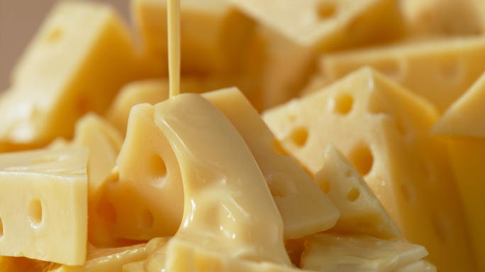 奶酪倾泻而下奶酪芝士奶酪块乳酪美食