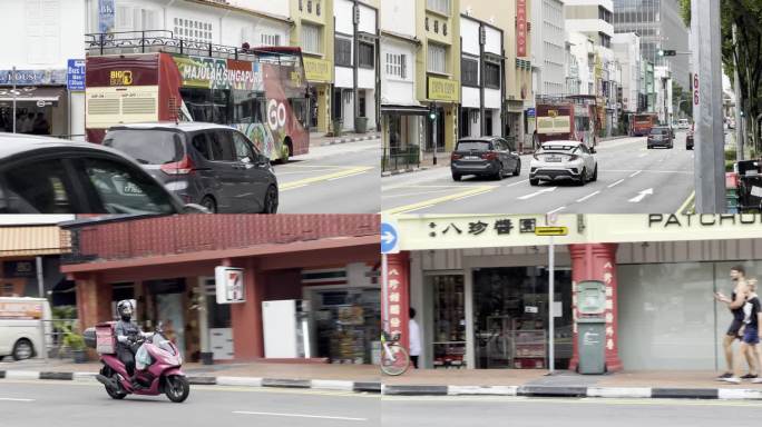 新加坡城市街道繁忙景象