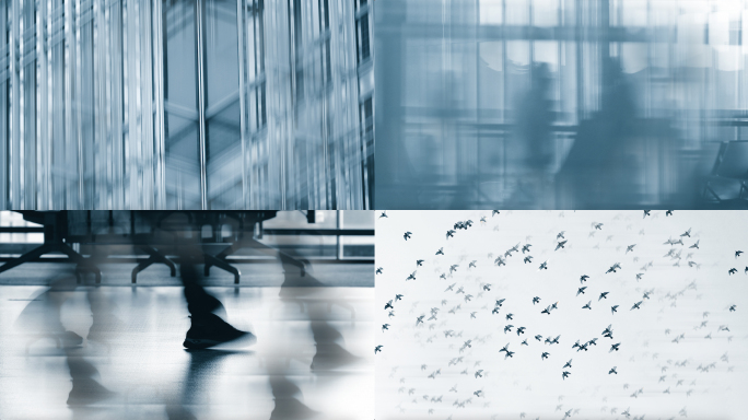 城市人群时间流逝光影抽象