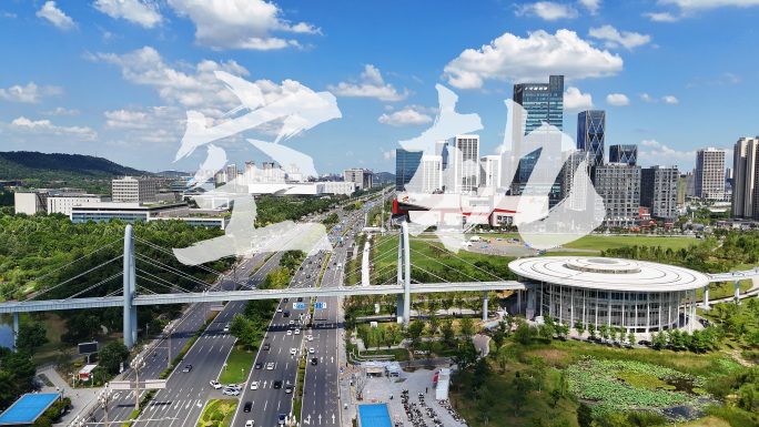 武汉光谷空轨航拍延时