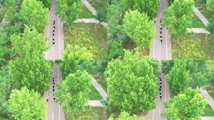 航拍跑道跑步