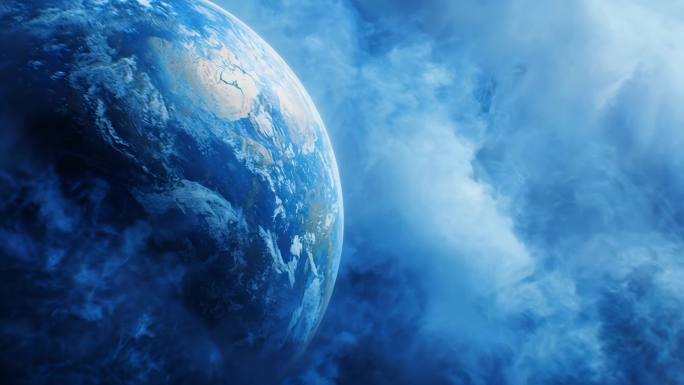 之美太空航拍蓝色星球宇宙视角