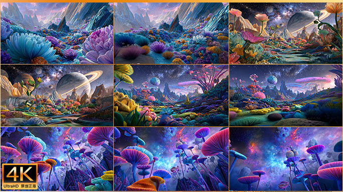 奇幻星球异域风光 绚丽多彩的宇宙花园背景