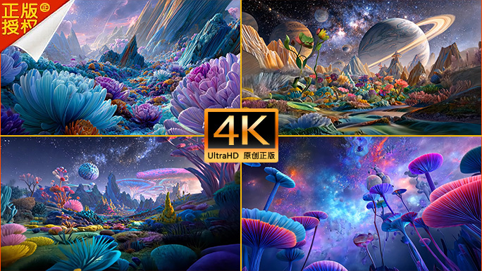 奇幻星球异域风光 绚丽多彩的宇宙花园背景