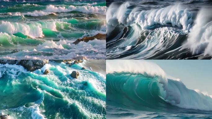 海浪拍打岩石海岸
