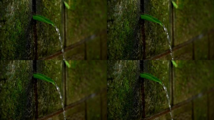 青苔石壁流水