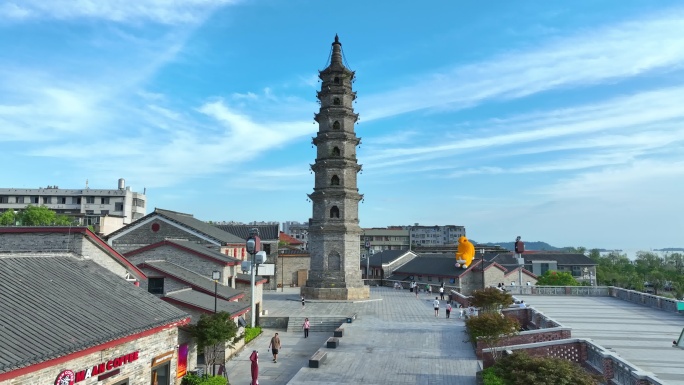岳阳洞庭南路慈氏塔航拍素材