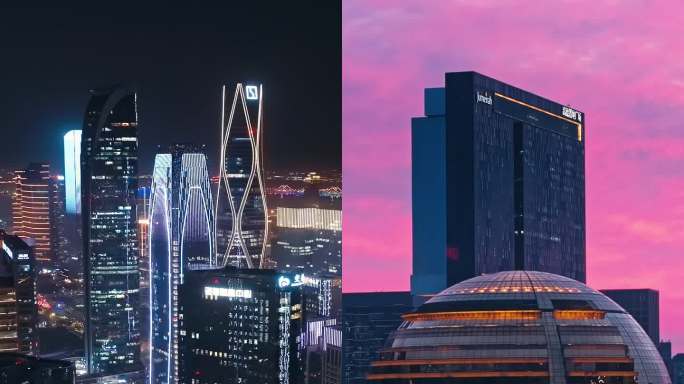 竖屏4K合集 杭州繁华城市航拍