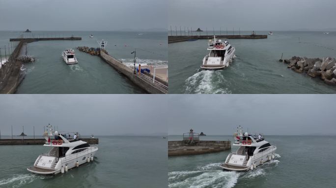 游艇出海航行/深圳大鹏湾航拍游艇