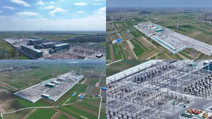 特高压换流变电站航拍鸟瞰4k