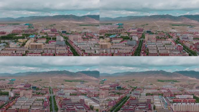 富蕴县城市景观航拍