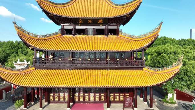 岳阳楼景区航拍素材