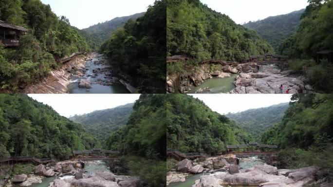 航拍怀集县下帅乡风雨桥及周边风景